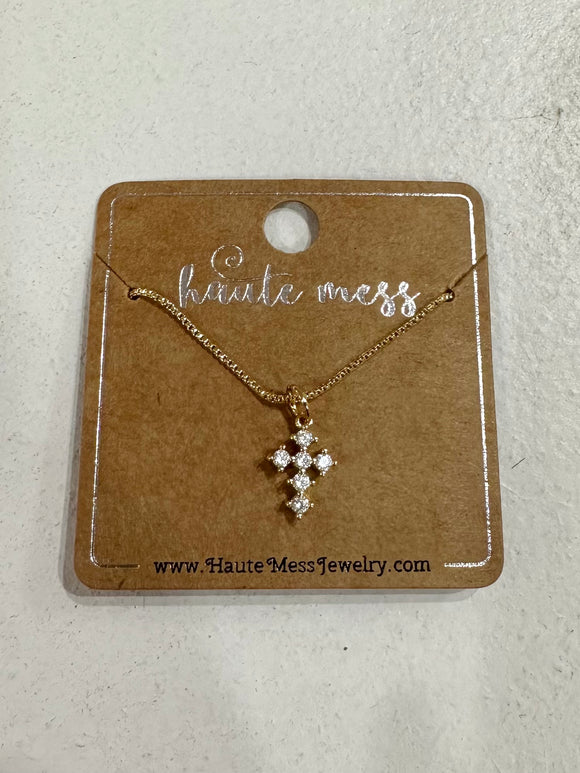 Gold/ Diamond Cross Necklace