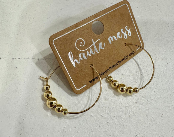 Gold Beaded Hoops