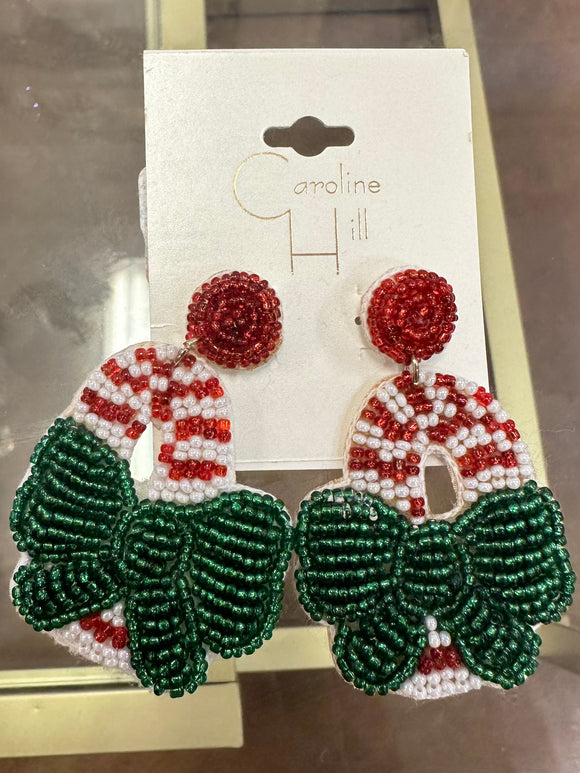 Candy Cane Beaded Earrings