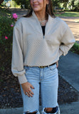 quarter zip taupe pullover