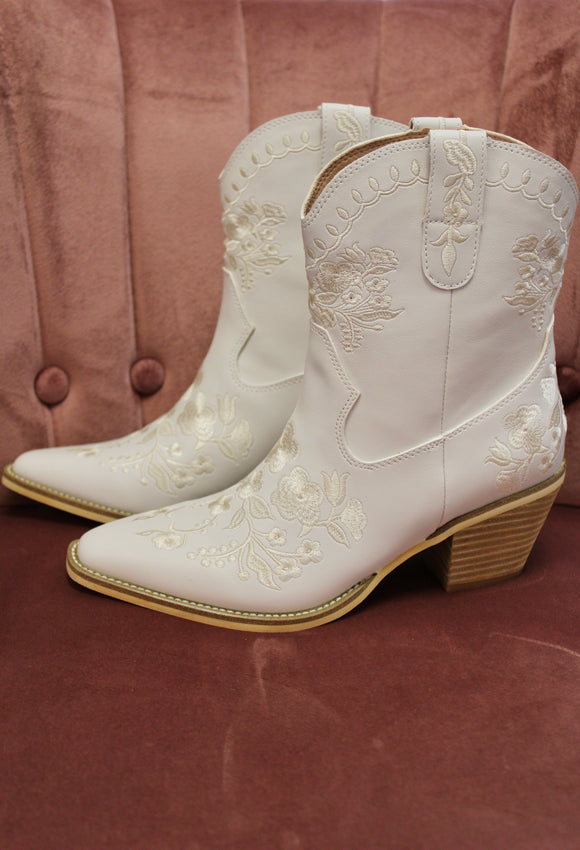 Caroline Flower Embroidered Western Boot