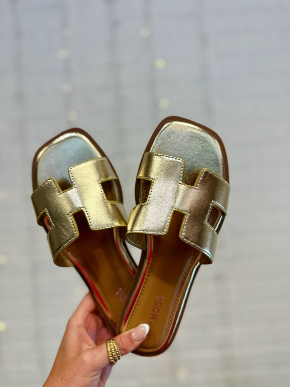 Gold H Sandals