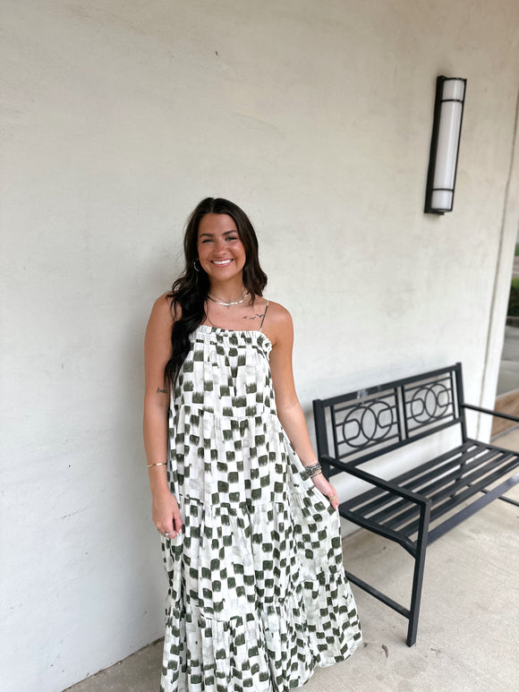 Green Checkered Maxi Dress