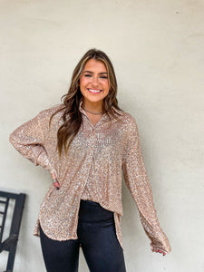 Gold Sequin Button Down